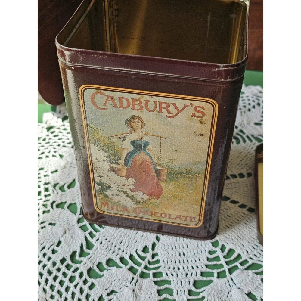 Vintage Style Cadbury Chocolate Tin Pretty Pictures On All Sides Advertising